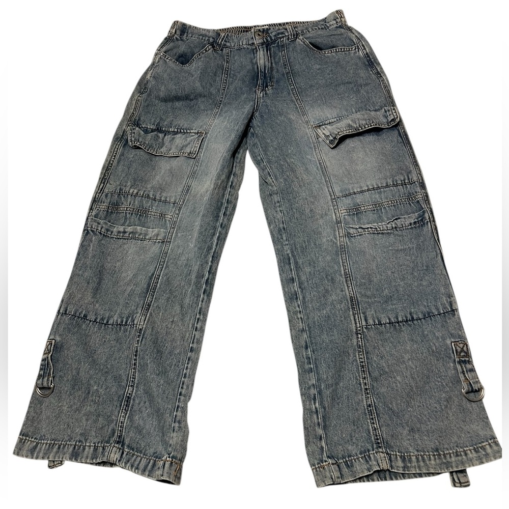 Kensie Jeans Wide Leg Cargo Pants Womens Utility Trousers